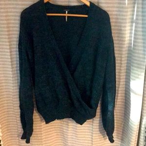 Free People Black Wrap Sweater